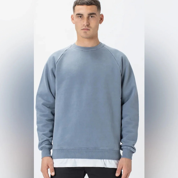 Zanerobe Mens Field Lowgo Raglan Crew Sweat Shirt Chalk Blue NWT Size Small - Picture 4 of 9